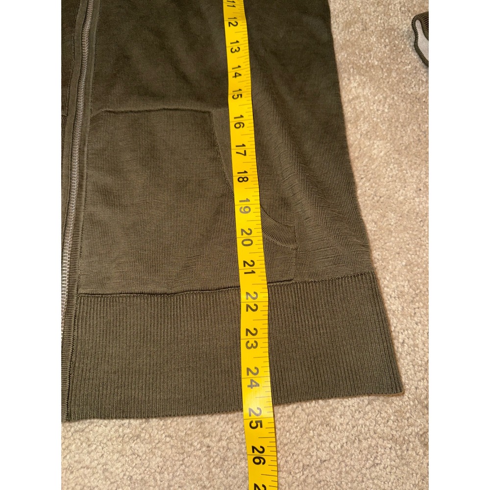 Banana Republic Hoodie Women S Olive Green Tan Supima Cotton Zip Up Sweater - Picture 5 of 6